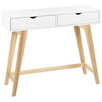 KONSOLENTISCH weiß 2 Schubladen Sully - Hellbraun/Weiß, Holzwerkstoff (35/100/78cm) - Beliani