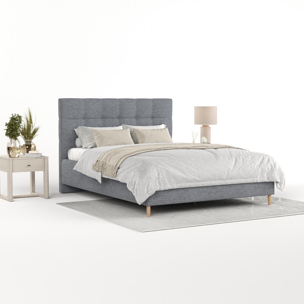 POLSTERBETT Cora 160/200 cm Grau im Neve Stoff - Naturfarben/Grau, Holz/Holzwerkstoff (160/200cm) - AltaBeds