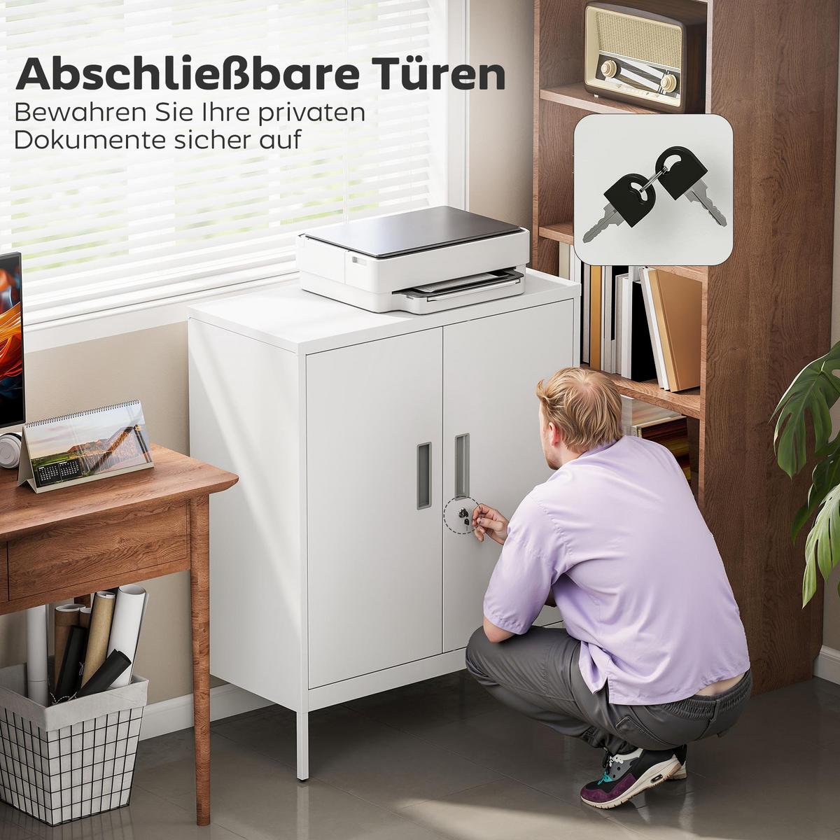 AKTENSCHRANK Stahl Weiß - Weiß, Metall (40/100/80cm) - HOMCOM