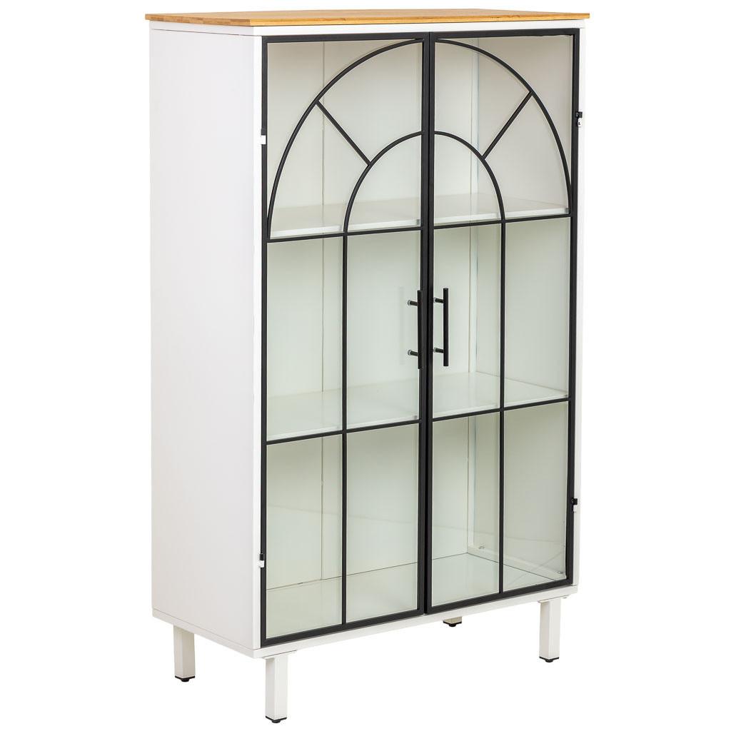 VITRINE aus Holz und Glas mit 2 Türen, Weiß, 80x35x131h cm - Weiß, Holz (80/130/35cm) - Wanderlust