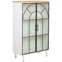 VITRINE aus Holz und Glas mit 2 Türen, Weiß, 80x35x131h cm - Weiß, Holz (80/130/35cm) - Wanderlust