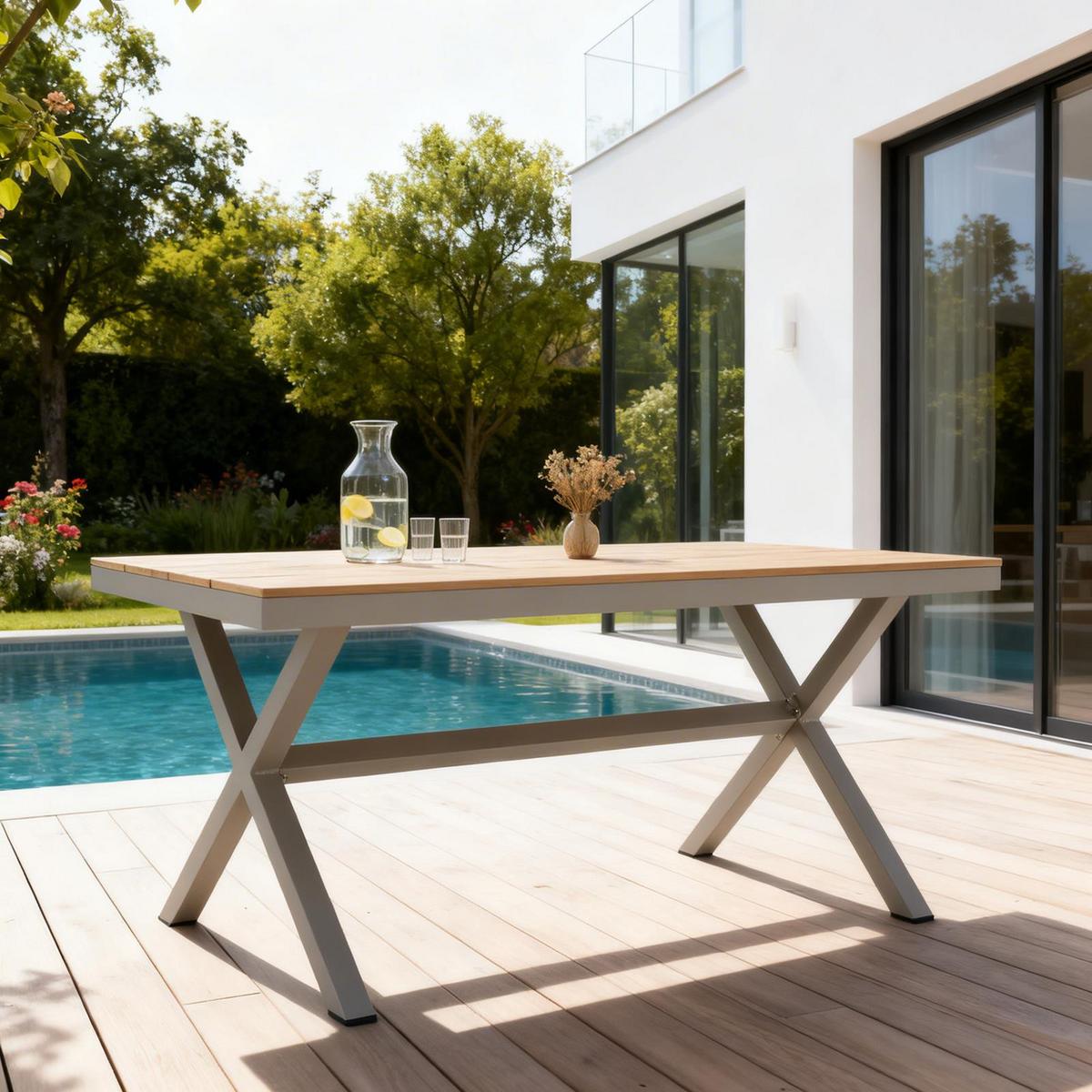 GARTENTISCH WINDY grau/braun - Braun/Grau, Metall (90/160/75cm) - IDIMEX