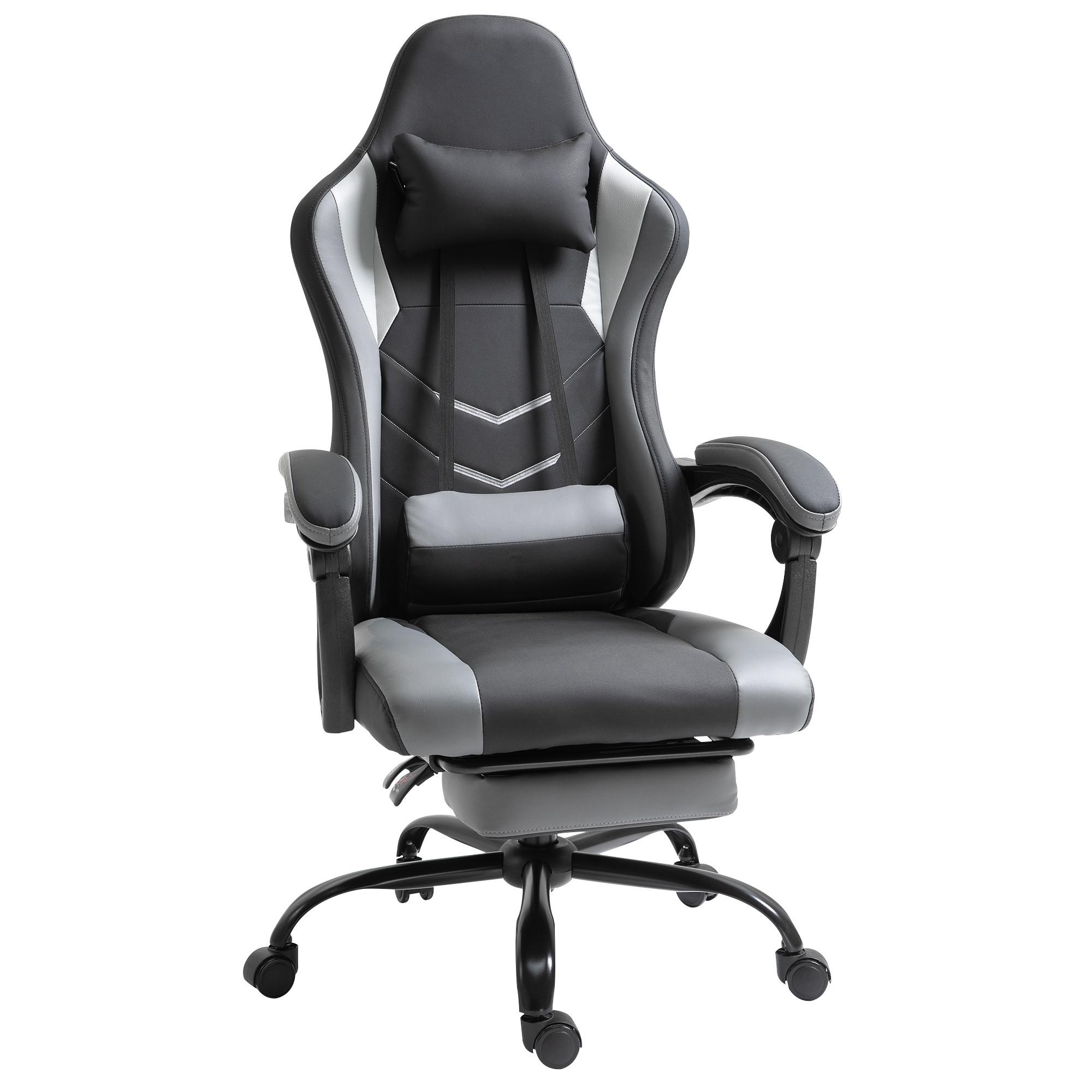ERGONOMISCHER, Gaming Stuhl, Schwarz - Schwarz, Leder (52/128/62cm) - Vinsetto