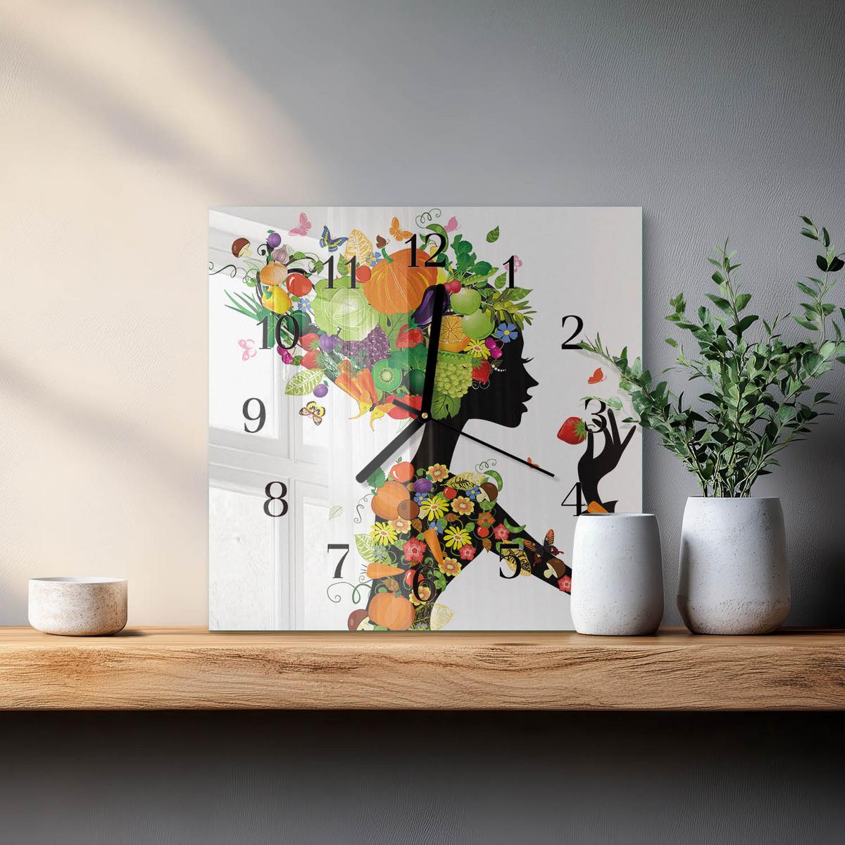 WANDUHR aus Glas 30x30 cm - Stück - Multicolor, Glas (30/30/0.4cm) - TULUP