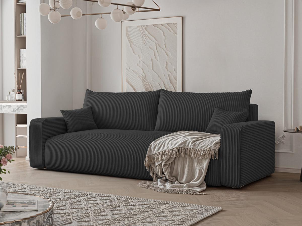 SCHLAFSOFA PIANO mit Bettkasten, Anthrazit - Anthrazit, Textil (246/79/93cm) - Idohome