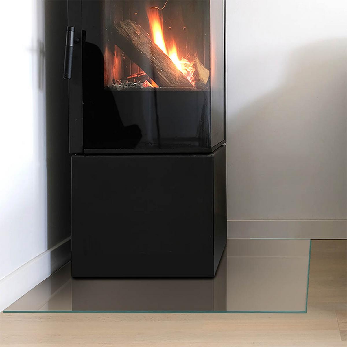 GLASPLATTE für Kamin 60x60 cm - Braun, Glas (60/60/0.4cm) - TULUP