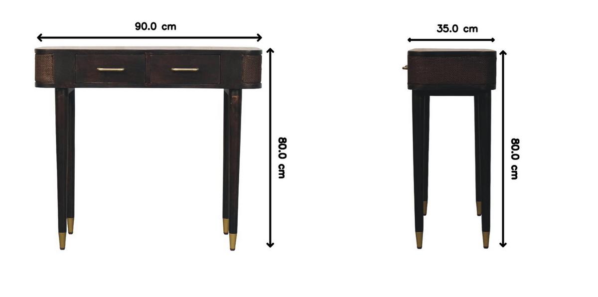 KONSOLENTISCH mit Samt-Mokka-Finish, 2 Schubladen, dunkelbraun - Dunkelbraun, Holz (35/90/80cm) - Artisan Furniture