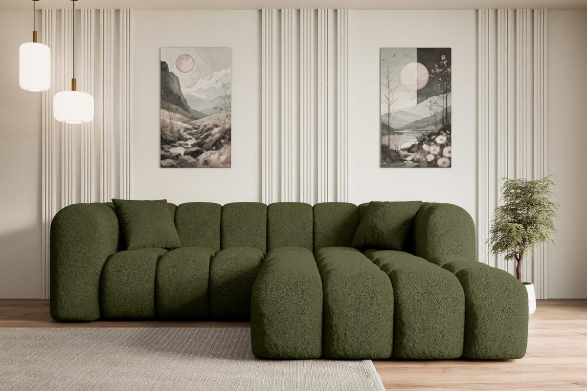 ECKSOFA Ottomane Rechts OLEA-L1 - 231x173x74 cm Grün - Platinfarben/Schwarz, Holzwerkstoff/Kunststoff (231/173cm) - ALTDECOR