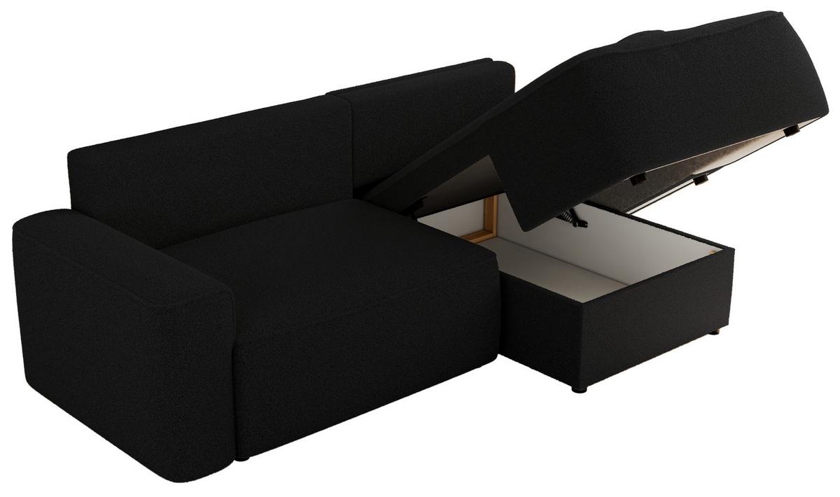 ECKSOFA BELLUNO L Schwarz Boucle - Rechts - Schwarz, Textil (233/144cm) - MKS