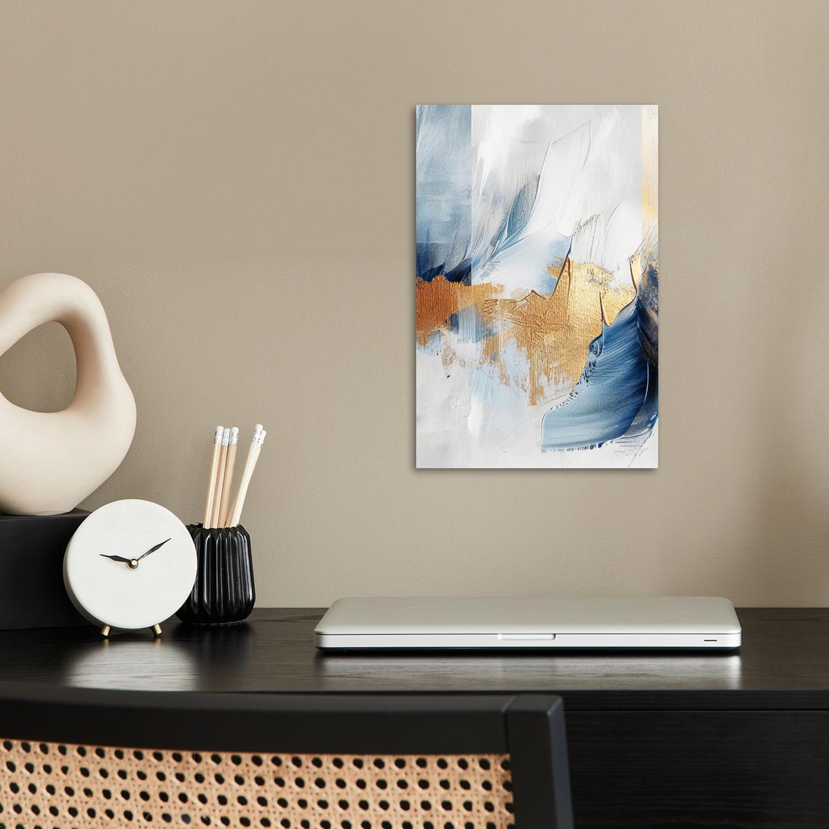 POSTER Gold - Blau - Aquarell - Kunst - Modern Room Decor 20x30 cm - Hellblau, Papier (20/30/0.1cm) - MuchoWow