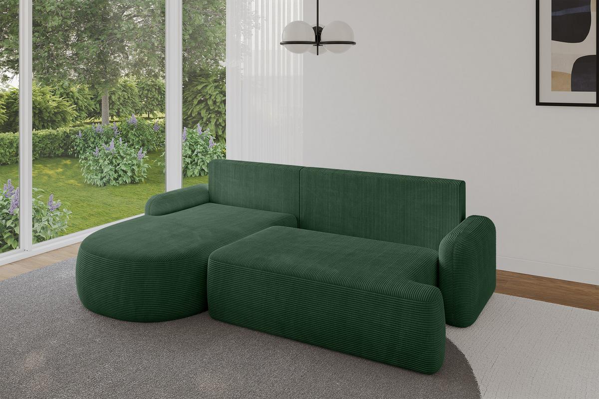 ECKSOFA mit Schlaffunktion und Bettkasten LIRA-L - 264x172x89 Grün - Grün, Holzwerkstoff/Textil (264/172cm) - ALTDECOR
