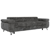 3-SITZER SOFA PETER - Grau Cord - Schwarz/Grau, Textil/Metall (262/76/99cm) - MKS