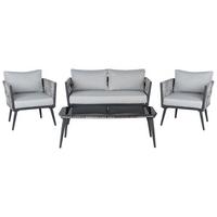 GARTENMÖBEL-SET 4-sitzer Rattan Grau Preveza - Grau, Kunststoff - Beliani