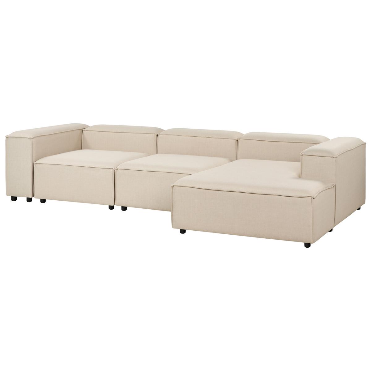 ECKSOFA Modul 4-Sitzer linksseitig Beige Stoff Ardal - Beige/Schwarz, Textil (326/180cm) - Beliani