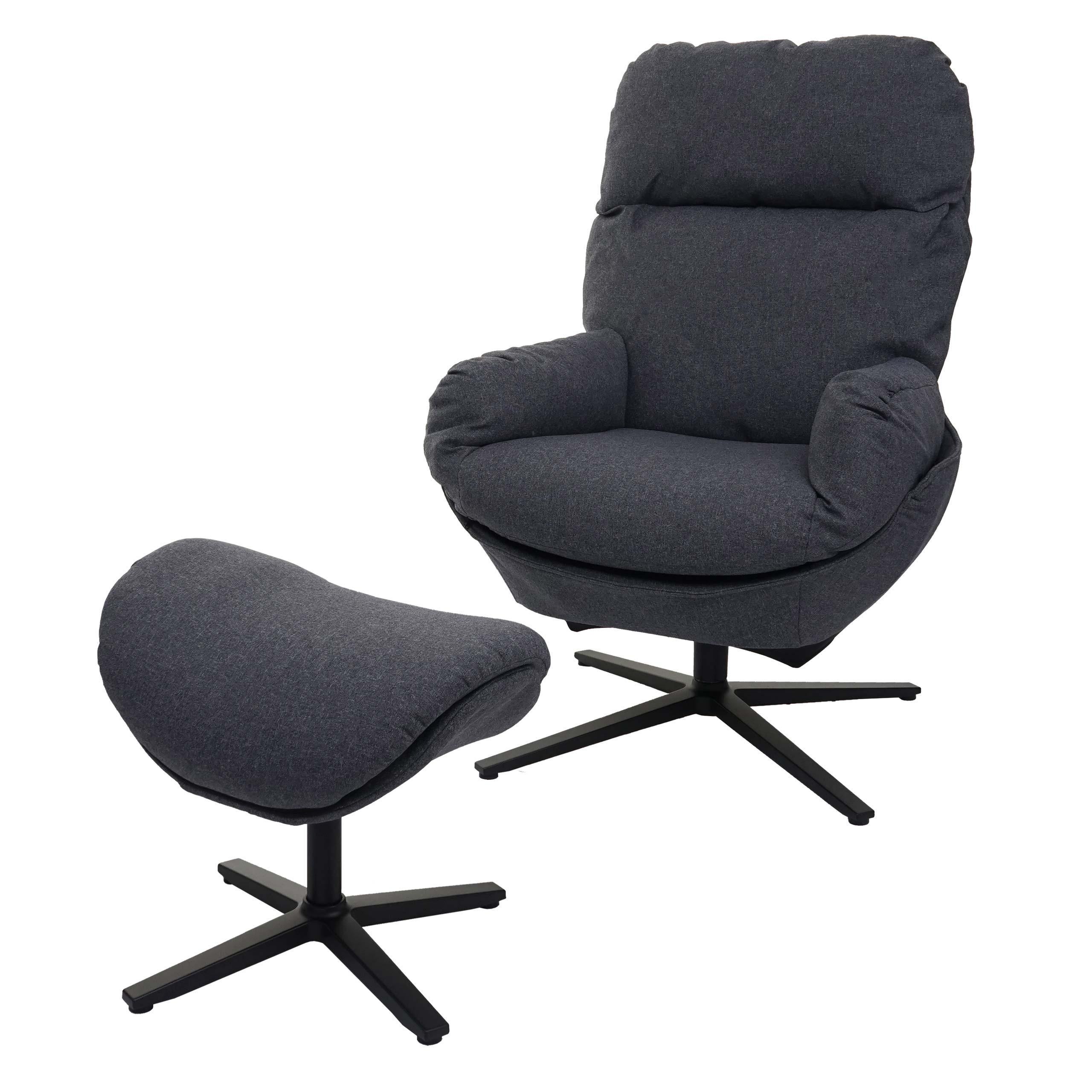 RELAXSESSEL + HOCKER Grau - Dunkelgrau/Grau, Textil (72/101/73cm) - MCW