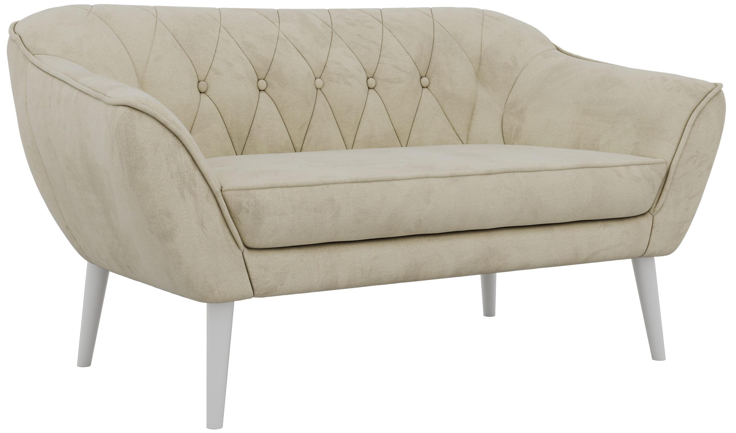 2-SITZER-SOFA PIRS - Beige Velvet - Weiße Beine - Beige/Weiß, Holzwerkstoff/Textil (140/75/74cm) - MKS