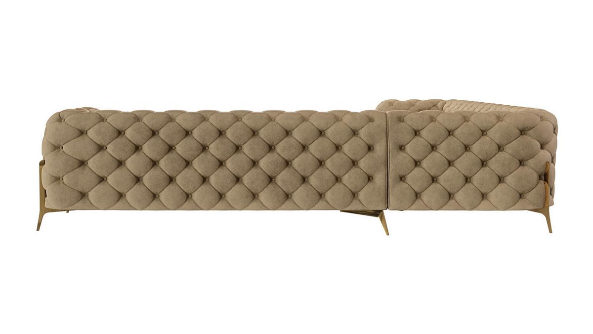 ECKSOFA Chesterfield Lexi Beige Samt - Beige/Goldfarben, Holz/Textil (323/323cm) - S-Style