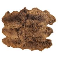 TEPPICH Schaffell-Decke 6-teilig Naturweiß/Naturbraun 190/160 cm - Braun/Naturfarben, Fell (160/190cm) - Provellus