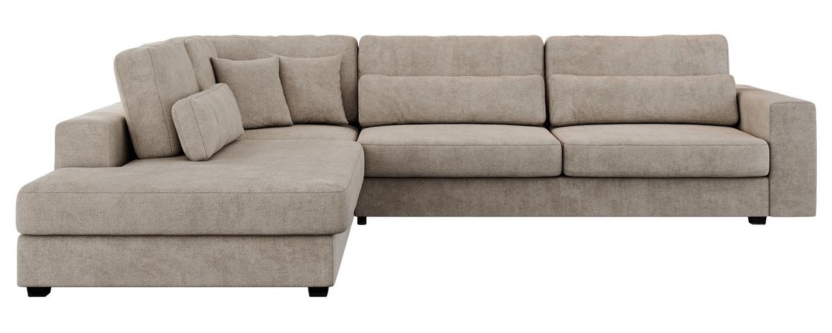 ECKSOFA Savona Beige Strukture - links - Beige/Schwarz, Kunststoff/Textil (316/249cm) - MKS