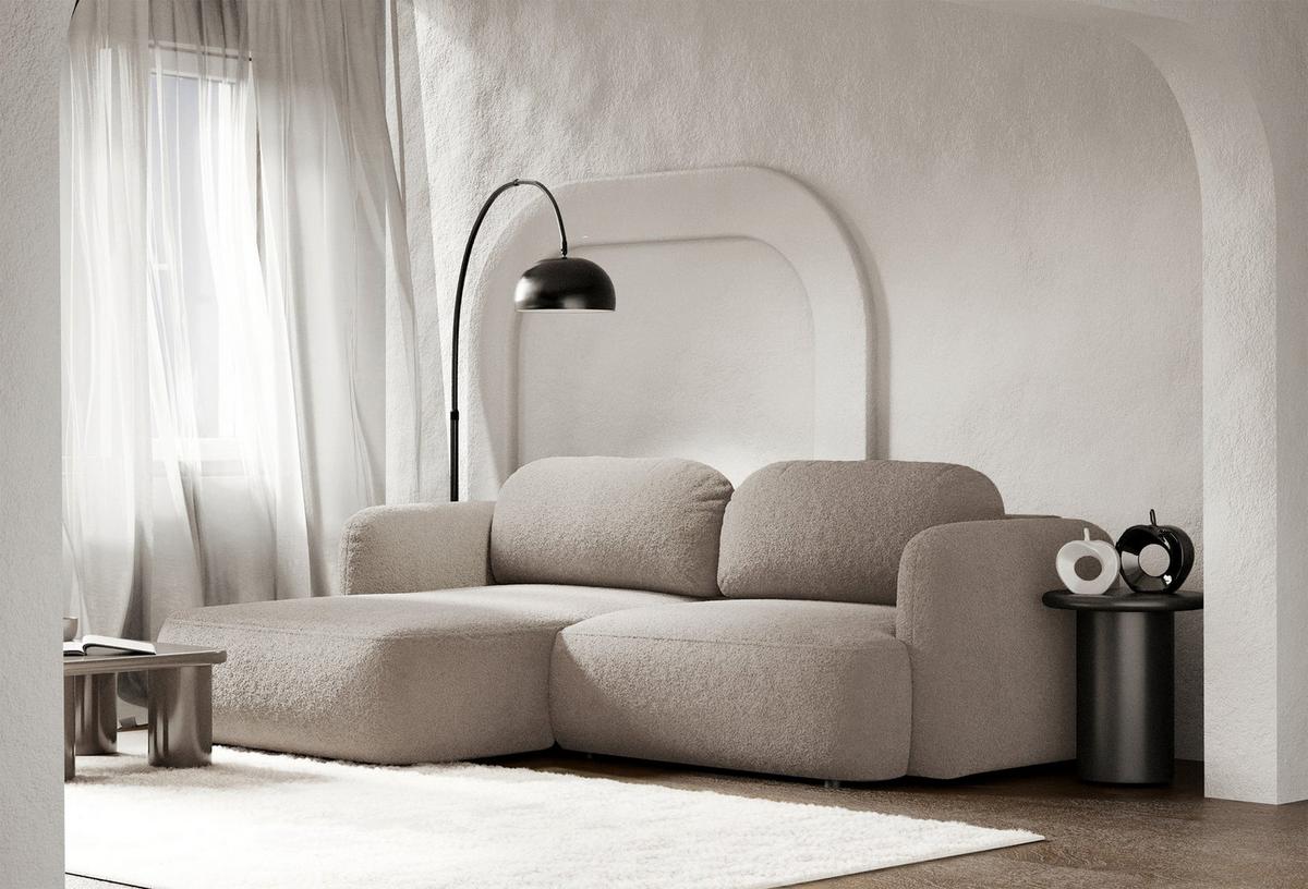 ECKSOFA Tvoya Beigegrau Bouclé - Taupe/Schwarz, Kunststoff/Textil (267/175cm) - Selsey