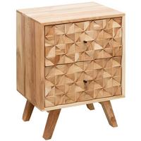NACHTTISCH – Akazie Massivholz, 44x61x35 cm, hoch, 2 Schubladen, Landhausstil - Akaziefarben, Holz (44/61/35cm) - KADIMA DESIGN