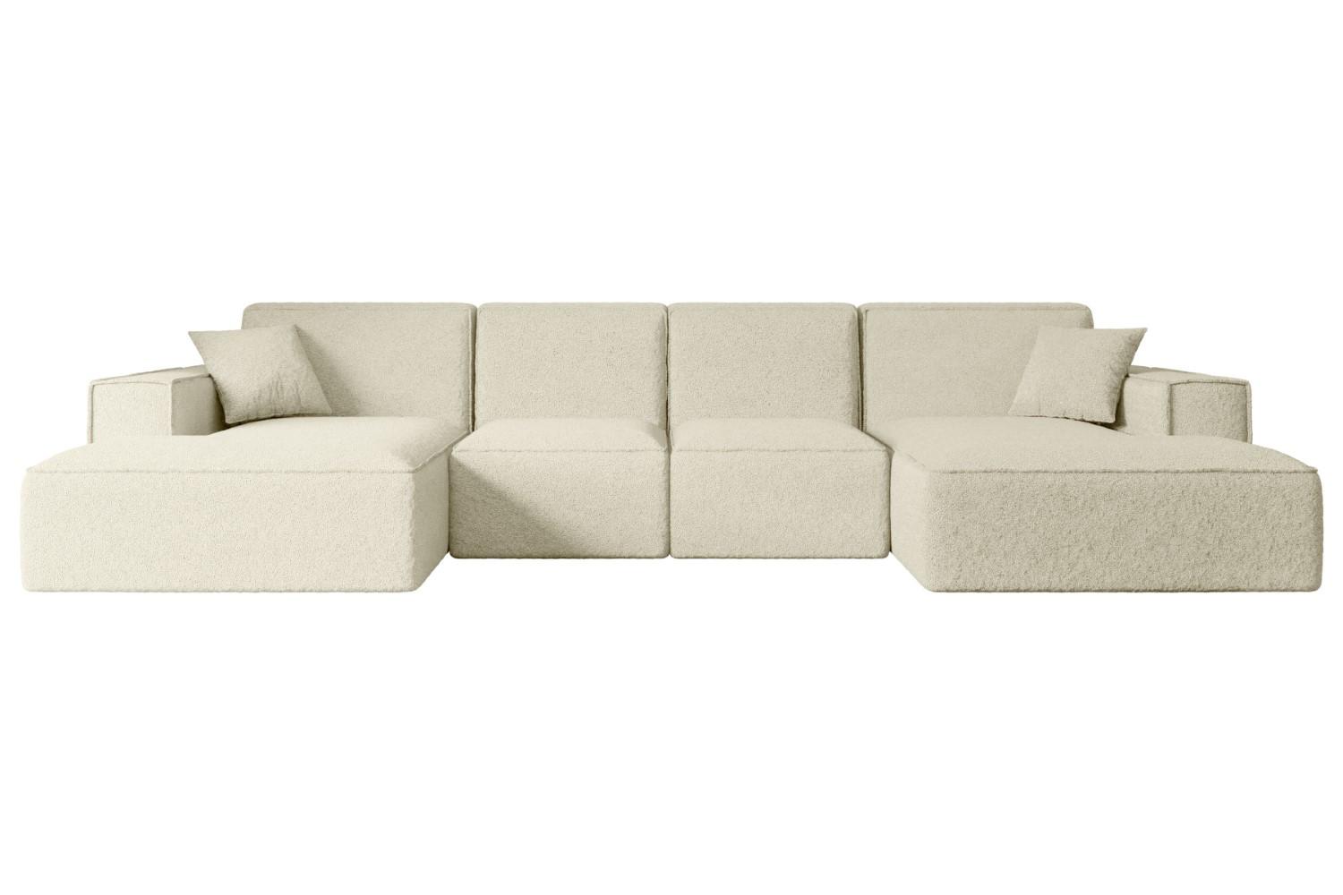 WOHNLANDSCHAFT SIERRA-U - 349x169x80 cm Beige Bouclé - Beige/Schwarz, Holzwerkstoff/Kunststoff (349/80/169cm) - ALTDECOR
