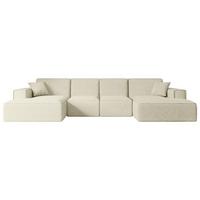 WOHNLANDSCHAFT SIERRA-U - 349x169x80 cm Beige Bouclé - Beige/Schwarz, Holzwerkstoff/Kunststoff (349/80/169cm) - ALTDECOR