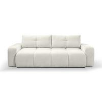 BETTSOFA DUCA Beige Chenille-Stoff mit Schlaffunktion - Beige, Holz (259/90/99cm) - MASSENO