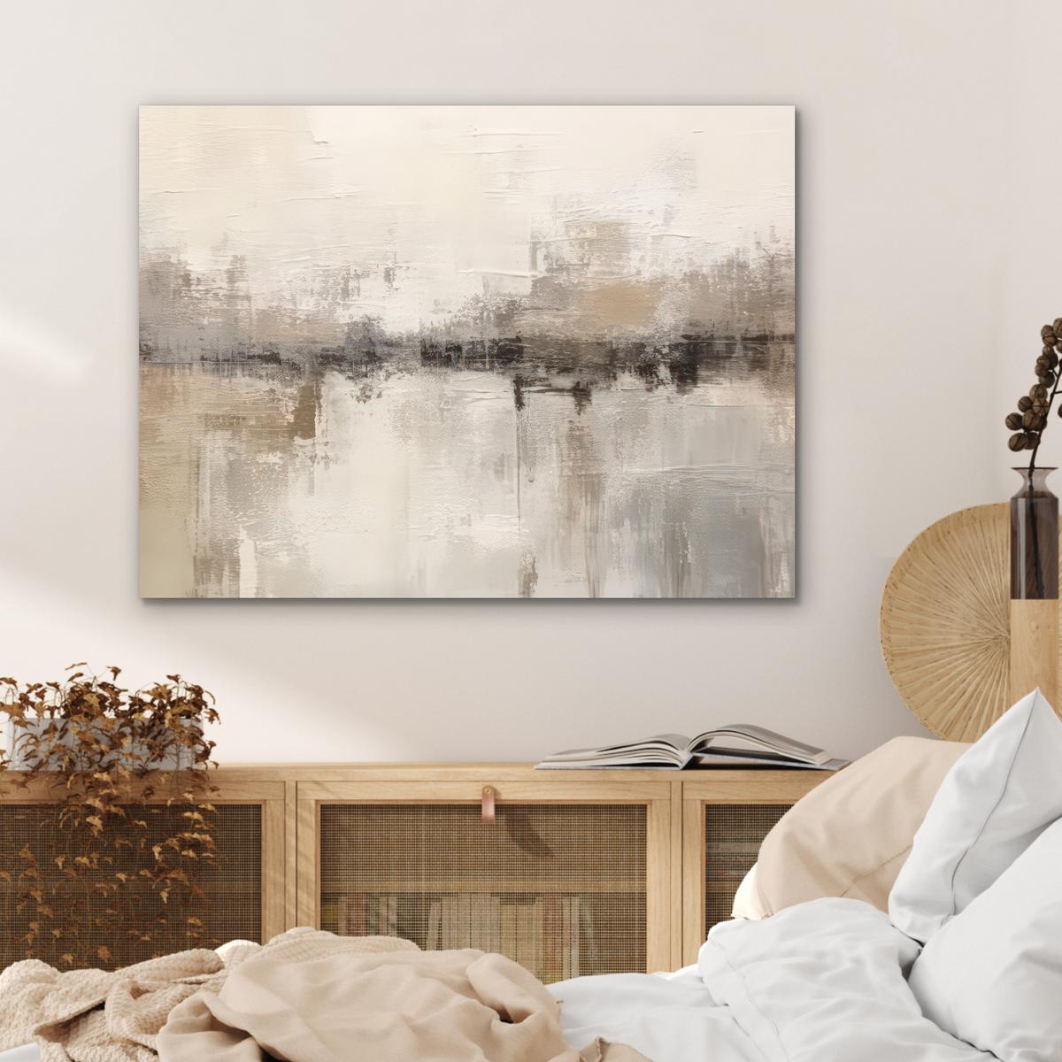METALLBILD Moderne Kunst - Abstrakt - Beige 80x60 cm - Beige, Metall (80/60cm) - MuchoWow