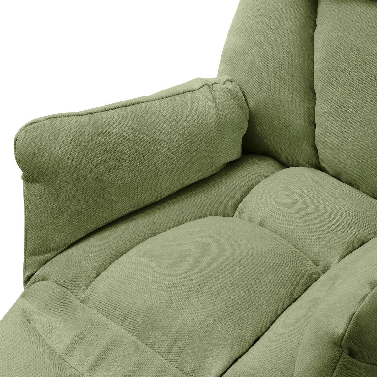 SESSEL mit Liegefunktion Grün Leinenbezug Relaxsessel verstellbar für Wohnzimmer - Schwarz/Grün, Textil/Metall (85/102/82cm) - ML-DESIGN