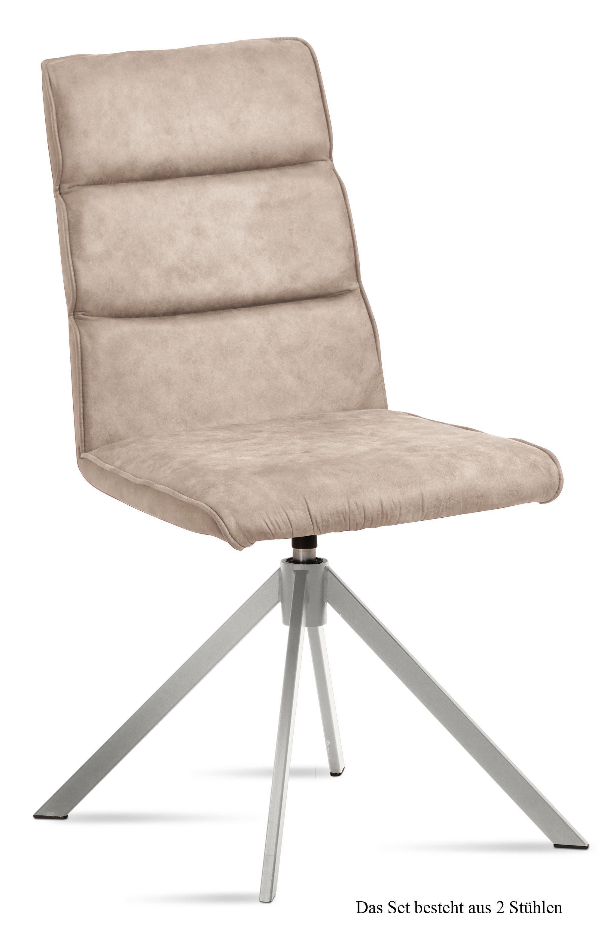 ESSZIMMERSTUHL drehbar (2er-Set) Dulcea 47x92x60 Edelstahl/Natur - Edelstahlfarben/Naturfarben, Kunststoff (60/92/47cm) - 58aufmkessel