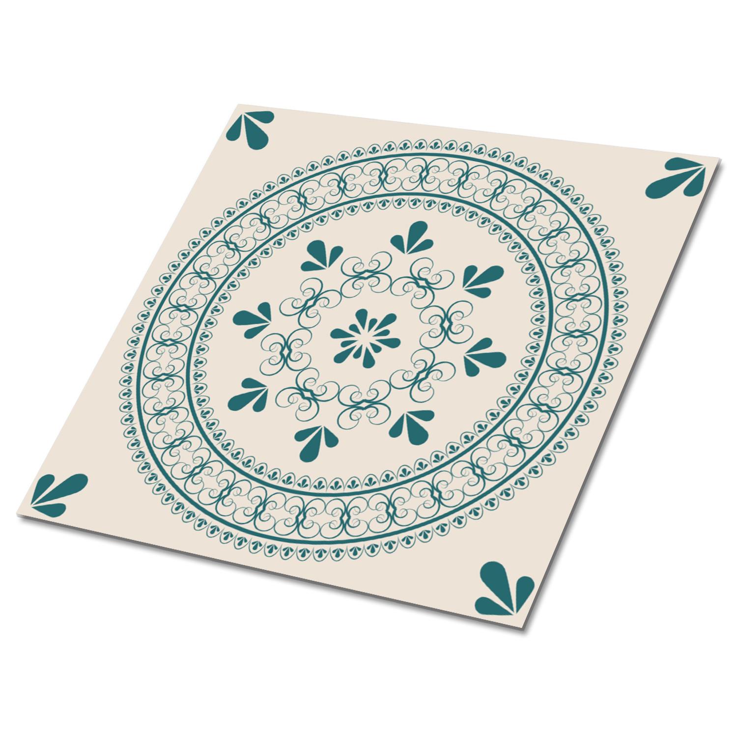 FLIESENAUFKLEBER 9 Stück 30x30 cm selbstklebend Orientalisches Motiv - Grün, Textil (30/1.6/30cm) - TULUP