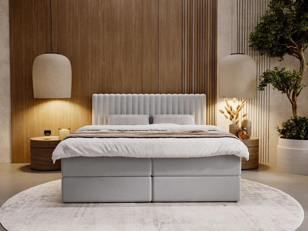 BOXBETT Marbella 200x200 Hellgrau - Hellgrau, Holz/Textil (200/200cm) - Graingold