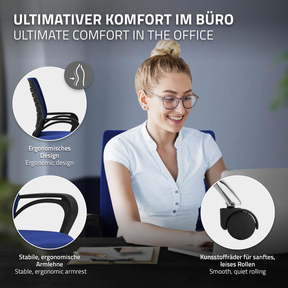 BÜROSTUHL Blau - Blau, Metall (54/99/59cm) - ML-DESIGN
