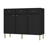 KOMMODE TORINO 125/95/41 cm mit 3 Schubladen 3 Türen Graphitfarben - Graphitfarben, Holzwerkstoff (125/95/41cm) - MASSENO