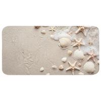 BADEMATTE Muscheln - Seesterne - Strand 120x60 cm - Sandfarben/Creme, Textil (120/60cm) - OnlyWow
