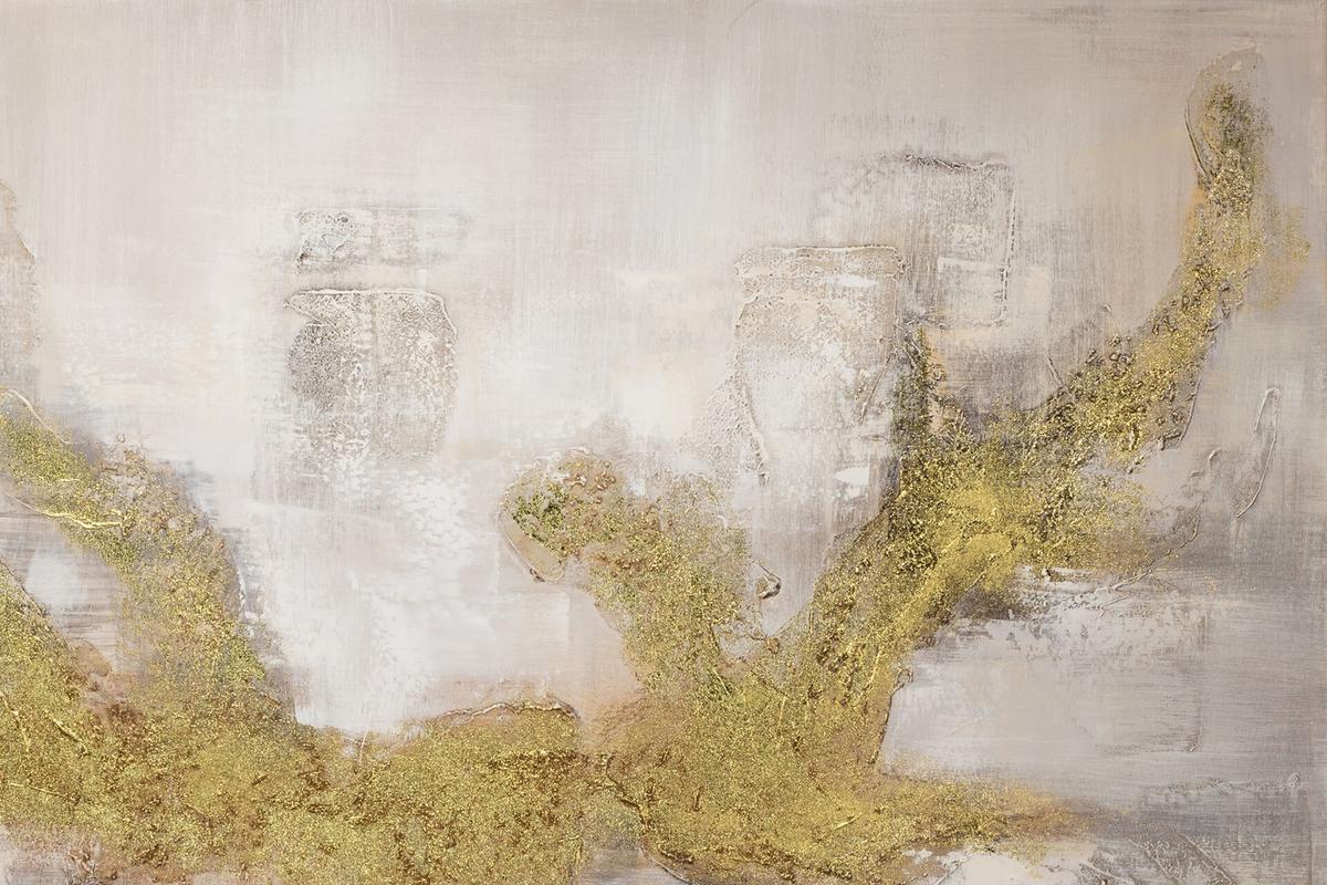 ACRYLBILD HANDGEMALT 120/80 cm - Goldfarben, Holz/Textil (120/80cm) - KUNSTLOFT