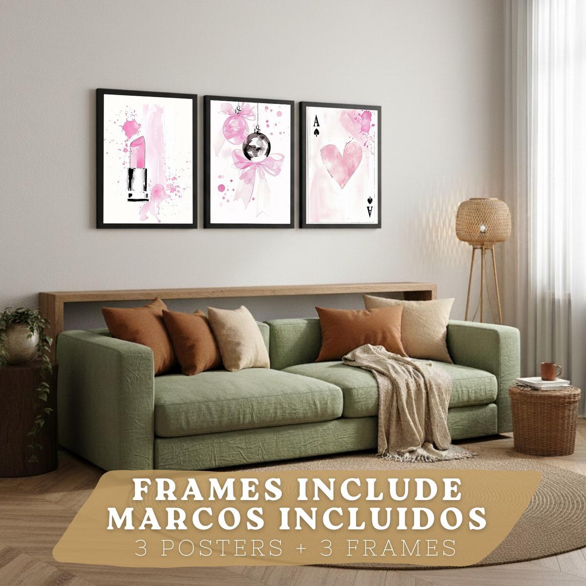 POSTER 3er Kunstdruck-Set Wandbilder Teen Style modern Wohnzimmer Deko, Schlafzimmer, Küche, Badezimmer Rahmenlos A4 - Schwarz, Papier (29.7/1/21cm) - Nacnic