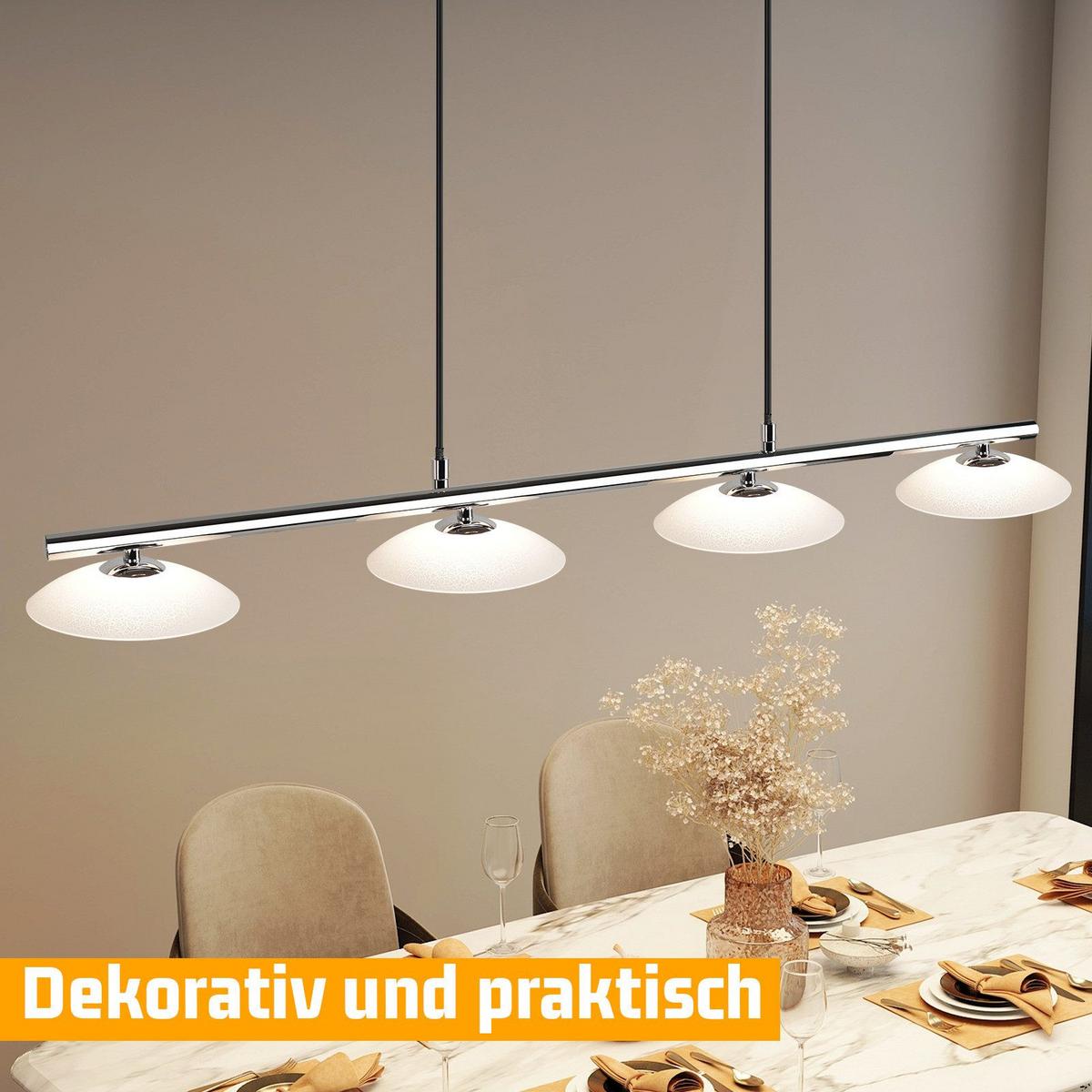 HÄNGELEUCHTE Zorvq 94/16/133 cm - Chromfarben, Glas/Metall (94/16/133cm) - ZMH