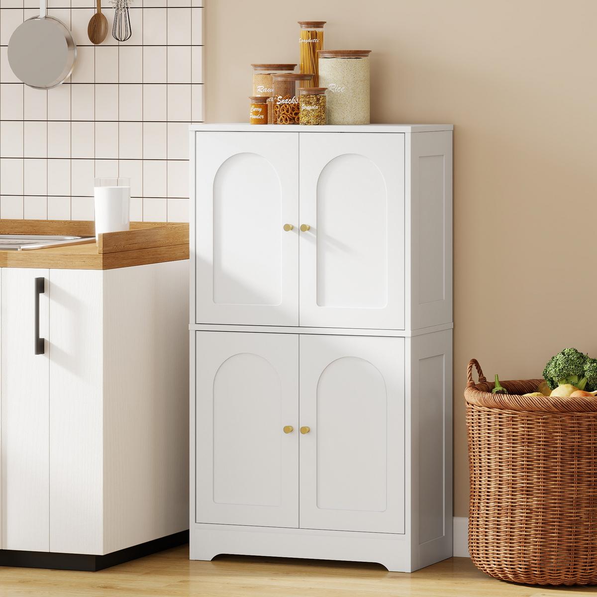 KÜCHENSCHRANK Spanplatte Weiß - Goldfarben/Weiß, Holzwerkstoff/Metall (30/110/60cm) - HOMCOM