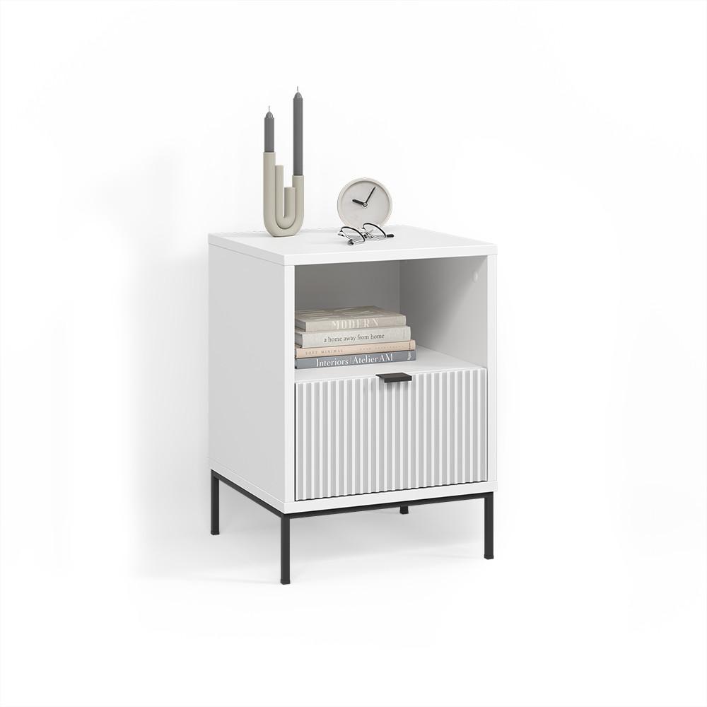 NACHTTISCH Aterno Weiß mit 1 Schublade - Weiß, Holzwerkstoff (40/55/38.1cm) - Livinity®