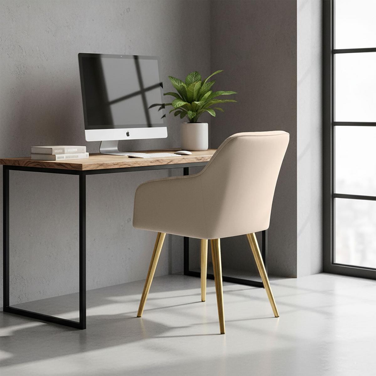 POLSTERSTUHL 2er Set, Metallbeine Creme 54,5/83/58 - Creme, Textil (55/83/51cm) - RAUMHIRSCH FURNITURE