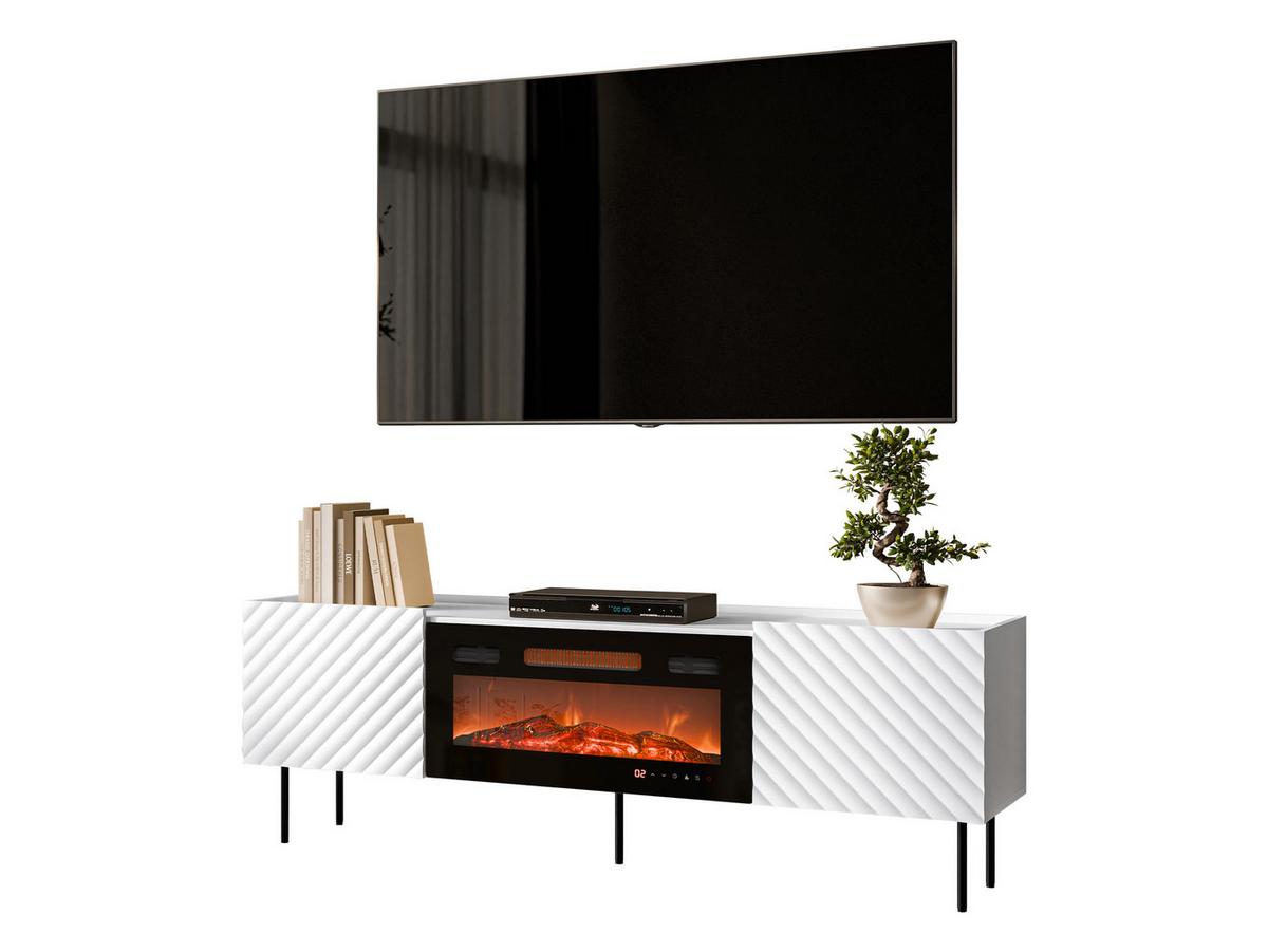 TV-LOWBOARD Lucca 180 2D mit Elektrische Kamin - Schwarz/Weiß, Holz/Holzwerkstoff (181/59/40cm) - MIRJAN24