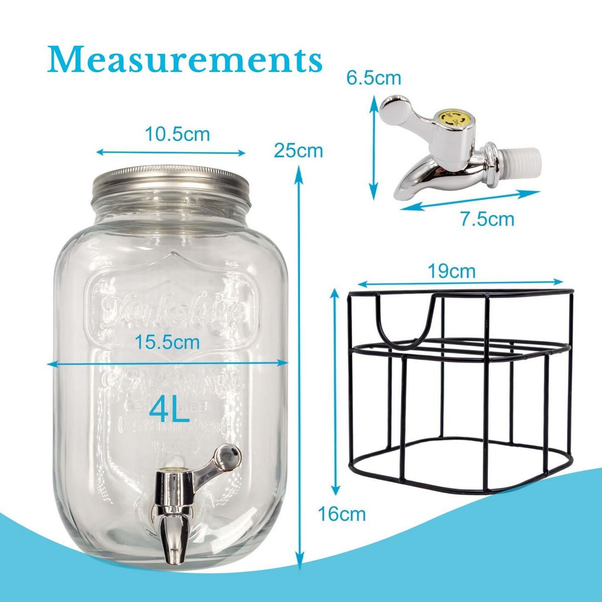 GETRÄNKESPENDER 4 Liter mit Zapfhahn und Gestell - Transparent, Glas (4L) - Intirilife