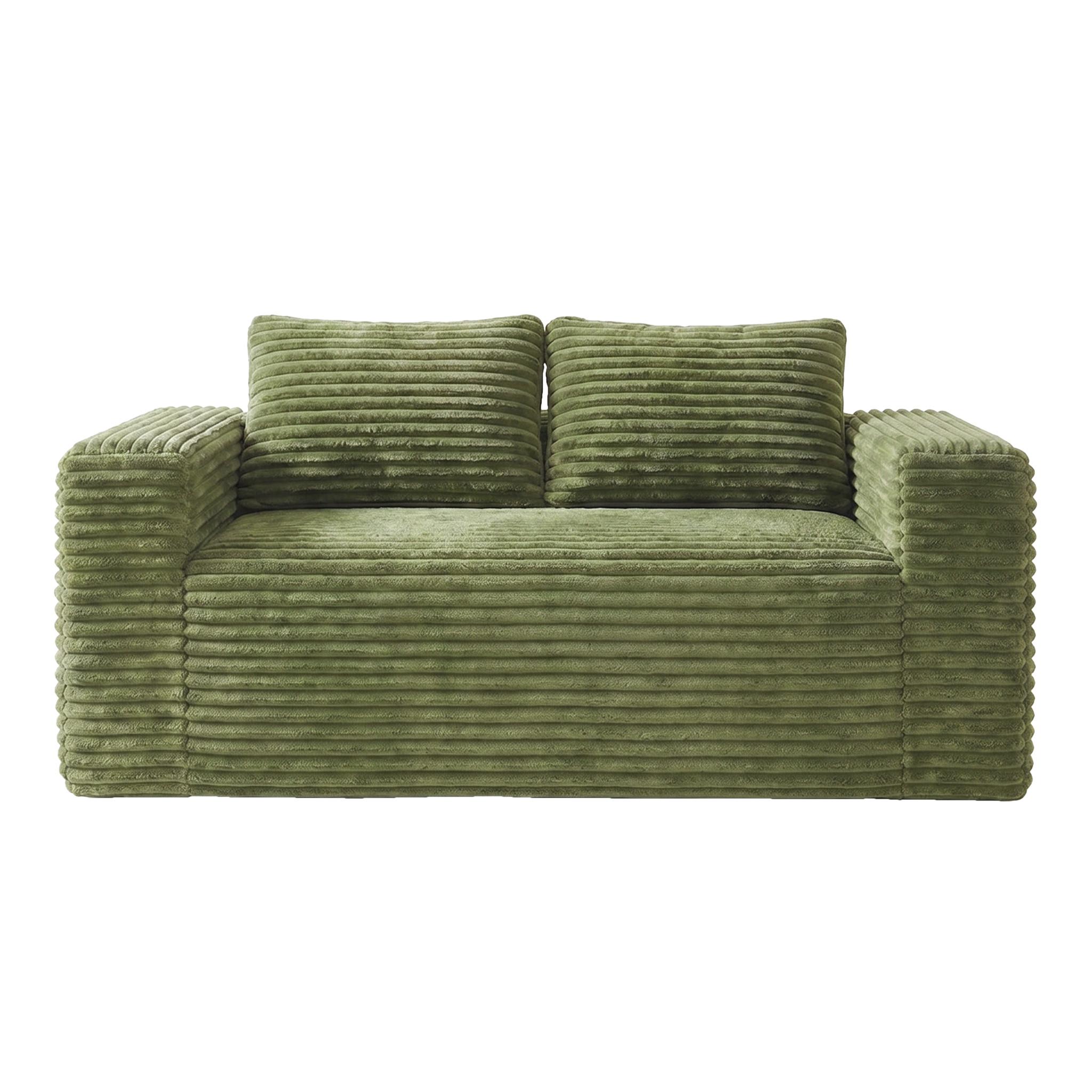 2-SITZER SOFA 160cm Cord-Sofa Bodensofa ohne Montage - Grün, Textil (160/58/88cm) - Urban Meuble