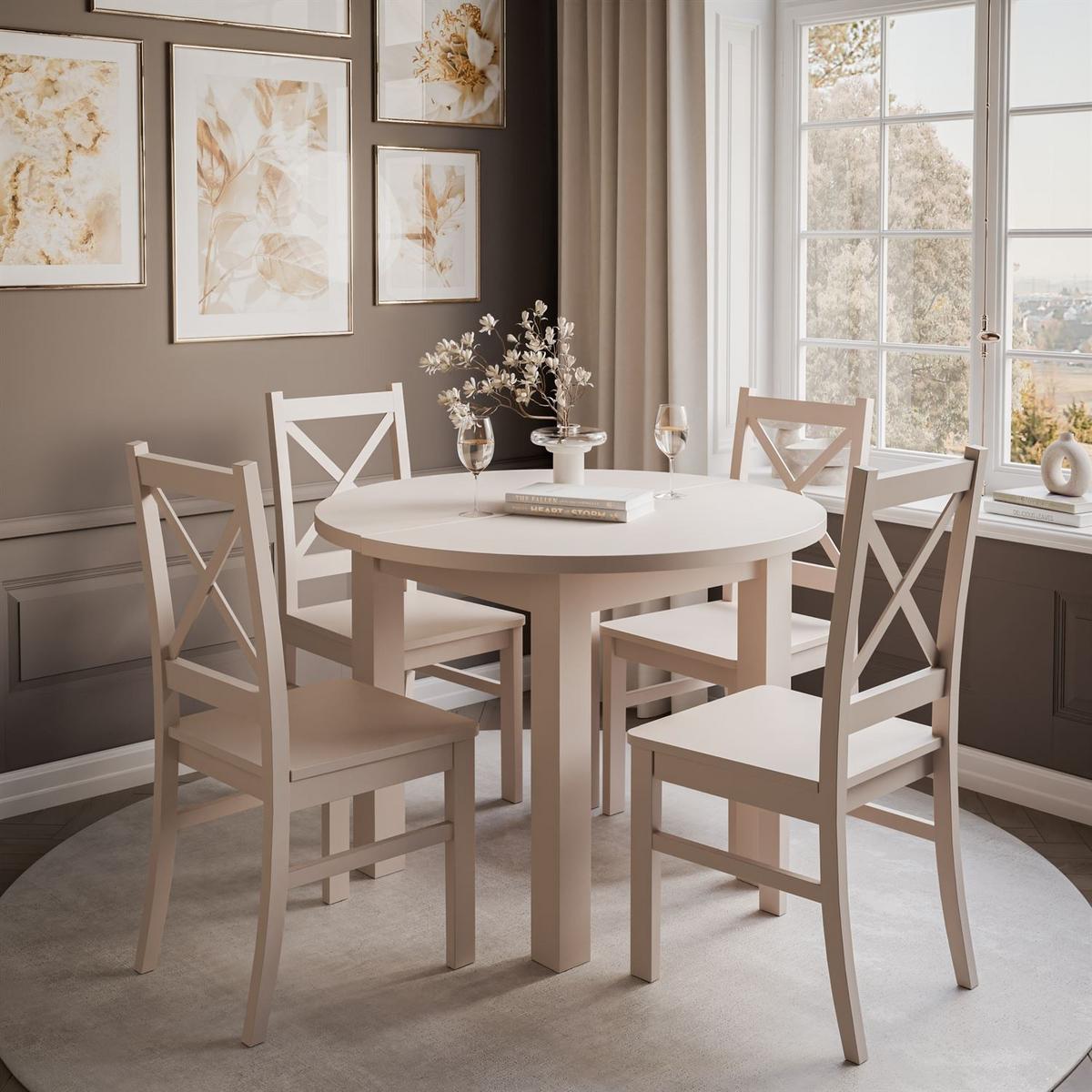 ESSZIMMER Set OLEA KASCHMIR Tisch + 4 Stühle - Kaschmir, Holzwerkstoff (100/77/100cm) - Lookway