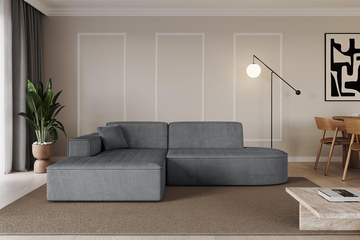 ECKSOFA Ottomane Links IREA-L1-v4 - 232x165x77 cm Duneklgrau - Dunkelgrau, Holzwerkstoff/Textil (232/165cm) - ALTDECOR