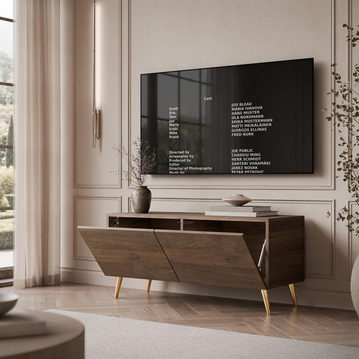 TV-UNIT COLGANTE NUSSBAUM auf Füßen mit LED - Nussbaumfarben, Holzwerkstoff (100/49/40cm) - Lookway