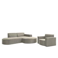 SOFASET Palma Ecksofa Sessel Opera - Perlmutt, Holzwerkstoff/Textil (236/78/165cm) - Fun Möbel