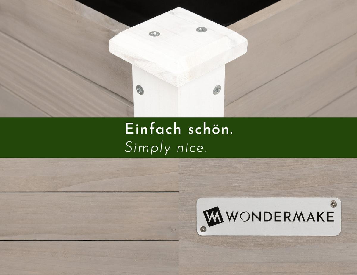 HOCHBEET aus Holz für Garten & Balkon, rechteckig mit Vlies-Folie - Weiß, Holz (124/75/63cm) - WONDERMAKE